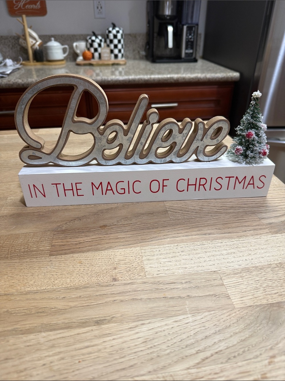 Farmhouse Believe In The Magic of Christmas Wooden Holiday Sign - White & Gold